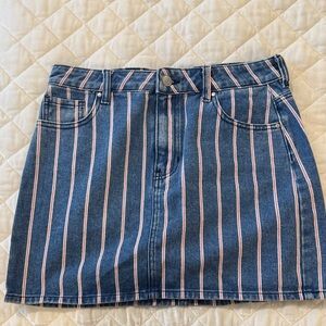PacSun Blue and Pink Striped Mini Skirt